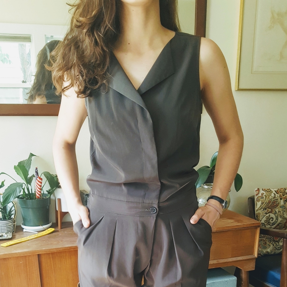 J.Crew Olive Green Sleeveless Trench Jumpsuit S2